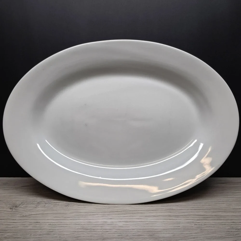 Vintage White Oval Platter - 13.75